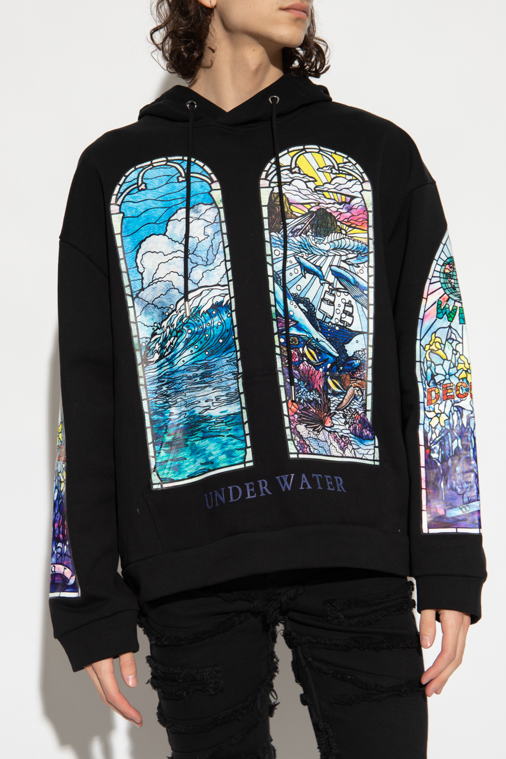 Black Printed hoodie Who Decides War - SANDRO floral lace